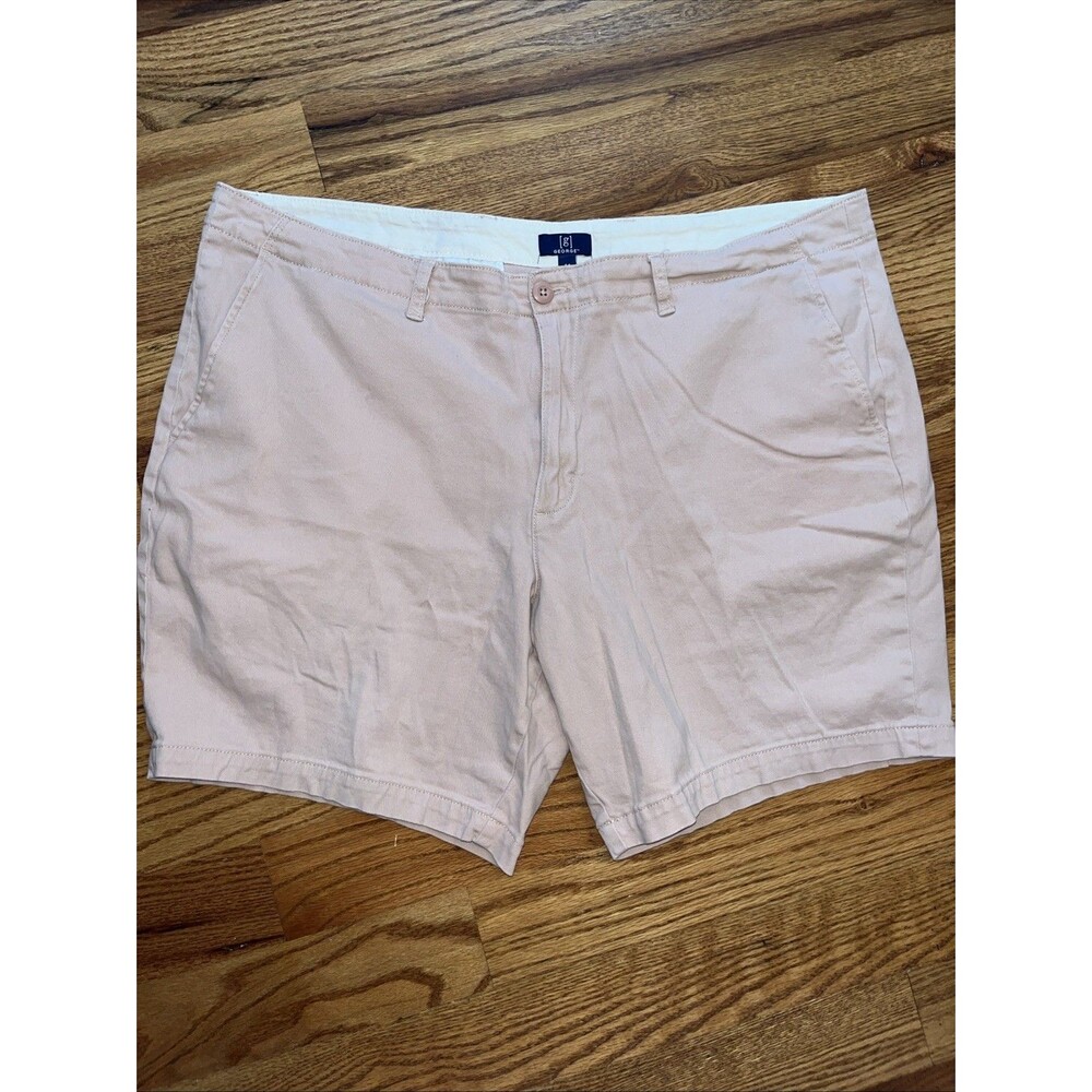George Shorts Mens Sz 44 Light Pink Cotton Chinos Flat Front Above The Knee EUC